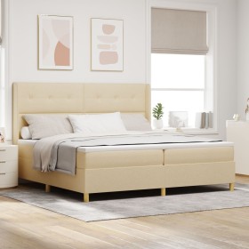 Cama Box Spring con Colchón y LED Crema 200x200 cm Tela by , Beds and slatted bases - Ref: Foro24-3343719, Price: 629,94 €, D...