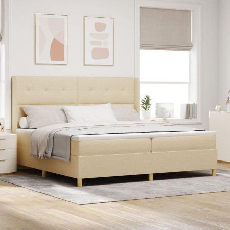 Cama Box Spring con Colchón y LED Crema 200x200 cm Tela by , Beds and slatted bases - Ref: Foro24-3343719, Price: 629,94 €, D...