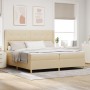 Cama Box Spring con Colchón y LED Crema 200x200 cm Tela by , Beds and slatted bases - Ref: Foro24-3343719, Price: 629,94 €, D...