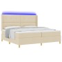 Cama Box Spring con Colchón y LED Crema 200x200 cm Tela de , Camas y somieres - Ref: Foro24-3343719, Precio: 632,83 €