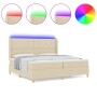 Cama Box Spring con Colchón y LED Crema 200x200 cm Tela by , Beds and slatted bases - Ref: Foro24-3343719, Price: 629,94 €, D...