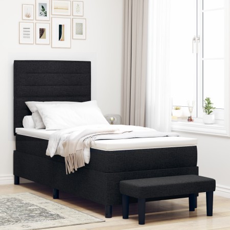 Cama Box Spring con Colchón y Banco Negro 90x200 cm Tela by , Beds and slatted bases - Ref: Foro24-3343962, Price: 385,17 €, ...