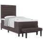 Cama con Estructura de Caja con Colchón y Banco Marrón Oscuro 100x200 cm Tela von , Betten und Lattenroste - Ref: Foro24-3343...