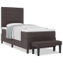 Cama con Estructura de Caja con Colchón y Banco Marrón Oscuro 100x200 cm Tela von , Betten und Lattenroste - Ref: Foro24-3343...