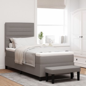 Cama con Base de Resorte con Colchón y Banco Taupe 100x200 cm Tela by , Beds and slatted bases - Ref: Foro24-3343971, Price: ...