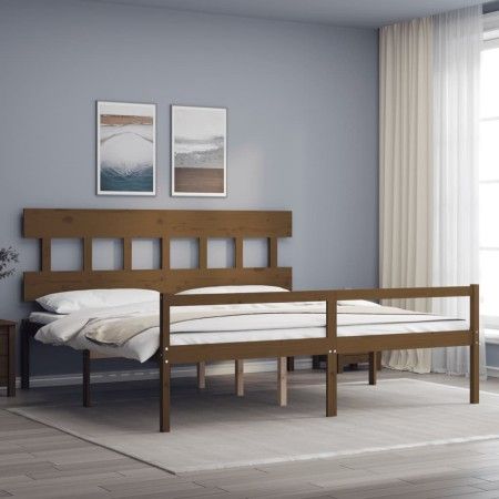 Seniorenbett mit honigbraunem Holzkopfteil 200x200 cm von vidaXL, Betten und Lattenroste - Ref: Foro24-3195439, Preis: 180,60...