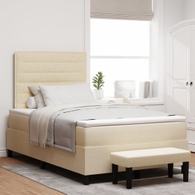 Cama Box Spring con Colchón y Banco Crema 120x200 cm Tela by , Beds and slatted bases - Ref: Foro24-3343986, Price: 468,22 €,...