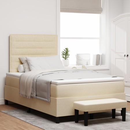 Cama Box Spring con Colchón y Banco Crema 120x200 cm Tela by , Beds and slatted bases - Ref: Foro24-3343986, Price: 468,22 €,...