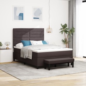 Cama con Base de Resortes con Colchón y Banco Marrón Oscuro 140x200 cm Tela by , Beds and slatted bases - Ref: Foro24-3343998...