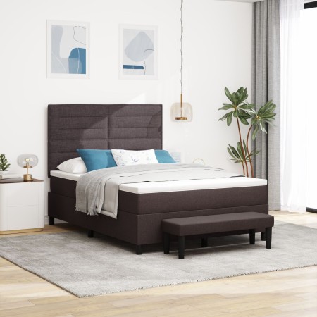 Cama con Base de Resortes con Colchón y Banco Marrón Oscuro 140x200 cm Tela von , Betten und Lattenroste - Ref: Foro24-334399...