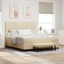 Cama con box spring con colchón y banco crema 180x200 cm tela