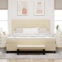 Cama con box spring con colchón y banco crema 180x200 cm tela by , Beds and slatted bases - Ref: Foro24-3344014, Price: 677,3...