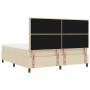 Cama con box spring con colchón y banco crema 180x200 cm tela