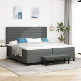 Cama Box Spring con Colchón y Banco Gris Oscuro 200x200 cm Tela de , Camas y somieres - Ref: Foro24-3344017, Precio: 766,46 €
