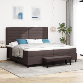 Cama con Base de Resortes con Colchón & Banco Marrón Oscuro 200x200 cm Tela von , Betten und Lattenroste - Ref: Foro24-334401...