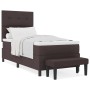 Cama con somier con colchón & banco marrón oscuro 100x200 cm tela by , Beds and slatted bases - Ref: Foro24-3344047, Price: 4...