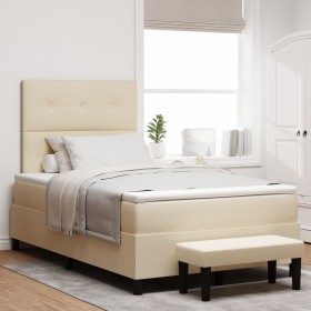 Cama Box Spring con Colchón y Banco Crema 120x200 cm Tela by , Beds and slatted bases - Ref: Foro24-3344063, Price: 464,75 €,...