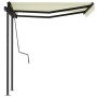 Manual retractable awning with cream poles 3x2.5 m by vidaXL, Awnings - Ref: Foro24-3070097, Price: 353,43 €, Discount: %