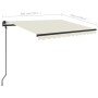Manual retractable awning with cream poles 3x2.5 m by vidaXL, Awnings - Ref: Foro24-3070097, Price: 353,43 €, Discount: %
