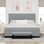 Cama de muelles con colchón y banco gris claro 180x200 cm tela by , Beds and slatted bases - Ref: Foro24-3344086, Price: 645,...