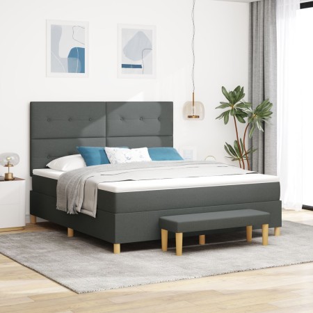 Cama Box Spring con Colchón y Banco Gris Oscuro 180x200 cm Tela von , Betten und Lattenroste - Ref: Foro24-3344087, Preis: 68...
