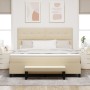 Cama Box Spring con Colchón y Banco Color Crema 180x200 cm Tela by , Beds and slatted bases - Ref: Foro24-3344091, Price: 679...