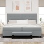 Cama con Muelles, Colchón y Banco Gris Claro 200x200 cm Tela by , Beds and slatted bases - Ref: Foro24-3344093, Price: 800,89...