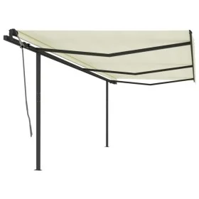 Automatic retractable awning with cream poles 6x3 m by vidaXL, Awnings - Ref: Foro24-3070207, Price: 693,51 €, Discount: %