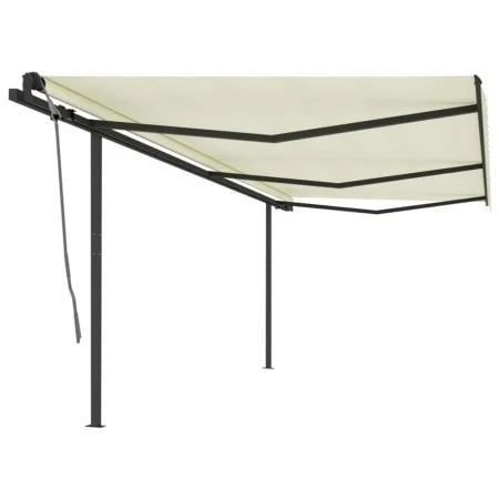 Automatic retractable awning with cream poles 6x3 m by vidaXL, Awnings - Ref: Foro24-3070207, Price: 693,51 €, Discount: %
