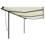 Automatic retractable awning with cream poles 6x3 m by vidaXL, Awnings - Ref: Foro24-3070207, Price: 693,51 €, Discount: %