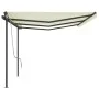 Automatic retractable awning with cream poles 6x3 m by vidaXL, Awnings - Ref: Foro24-3070207, Price: 693,51 €, Discount: %