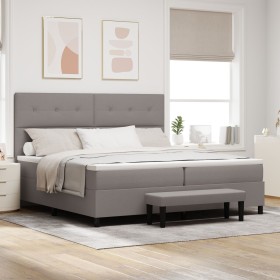 Cama con Box Spring con Colchón y Banco Taupe 200x200 cm Tela de , Camas y somieres - Ref: Foro24-3344097, Precio: 798,25 €, ...