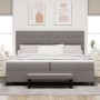 Cama con Box Spring con Colchón y Banco Taupe 200x200 cm Tela by , Beds and slatted bases - Ref: Foro24-3344097, Price: 798,2...