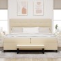 Cama con somier con colchón y banco crema 200x200 cm Tela von , Betten und Lattenroste - Ref: Foro24-3344098, Preis: 706,51 €...