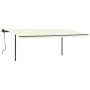Toldo retráctil automático con postes crema 6x3 m