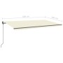 Toldo retráctil automático con postes crema 6x3 m