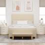 Cama con Base de Muelles con Colchón y Banco Crema 140x190 cm Tela de , Camas y somieres - Ref: Foro24-3344224, Precio: 535,9...