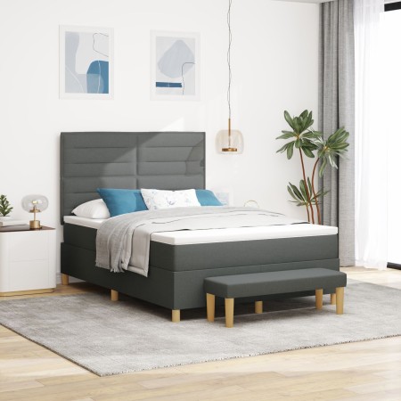 Cama con Base con Colchón y Banco Gris Oscuro 140x200 cm Tela by , Beds and slatted bases - Ref: Foro24-3344227, Price: 539,3...