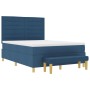 Cama con somier con colchón y banco azul 160x200 cm de tela de , Camas y somieres - Ref: Foro24-3344239, Precio: 599,63 €, De...