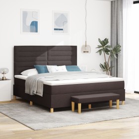 Cama Box Spring con colchón y banco Marrón Oscuro 180x200 cm Tela von , Betten und Lattenroste - Ref: Foro24-3344243, Preis: ...