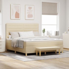 Cama Box Spring con Colchón y Banco Crema 180x200 cm Tela de , Camas y somieres - Ref: Foro24-3344245, Precio: 690,79 €, Desc...