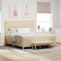 Cama Box Spring con Colchón y Banco Crema 180x200 cm Tela