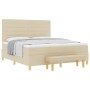Cama Box Spring con Colchón y Banco Crema 180x200 cm Tela