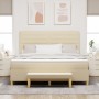 Cama Box Spring con Colchón y Banco Crema 180x200 cm Tela de , Camas y somieres - Ref: Foro24-3344245, Precio: 690,79 €, Desc...