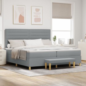 Cama Box Spring con colchón y banco Gris Claro 200x200 cm Tela by , Beds and slatted bases - Ref: Foro24-3344247, Price: 748,...
