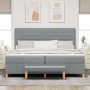 Cama Box Spring con colchón y banco Gris Claro 200x200 cm Tela by , Beds and slatted bases - Ref: Foro24-3344247, Price: 748,...