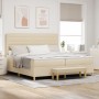 Cama con somier y colchón con banco Crema 200x200 cm Tela by , Beds and slatted bases - Ref: Foro24-3344252, Price: 728,47 €,...