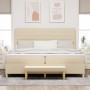 Cama con somier y colchón con banco Crema 200x200 cm Tela by , Beds and slatted bases - Ref: Foro24-3344252, Price: 728,47 €,...