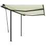 Retractable manual awning with cream-colored posts, 3.5x2.5 m. by vidaXL, Awnings - Ref: Foro24-3070117, Price: 342,16 €, Dis...