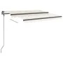 Retractable manual awning with cream-colored posts, 3.5x2.5 m. by vidaXL, Awnings - Ref: Foro24-3070117, Price: 342,16 €, Dis...